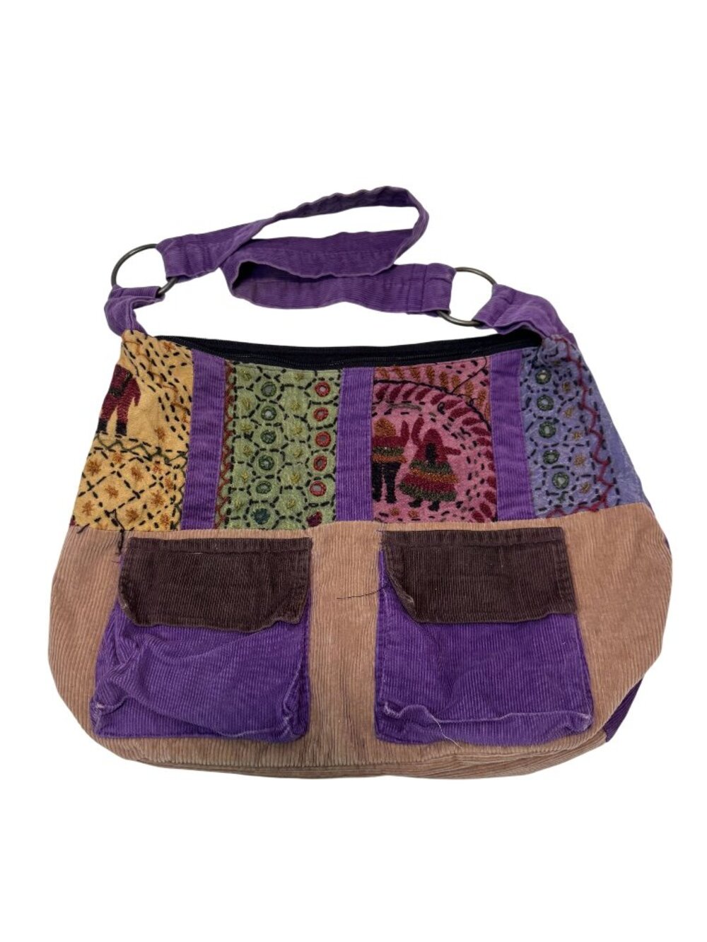 Blue Sky Boho Patchwork Crossbody Cotton Multicolor Festival Hippie Artisan Purs